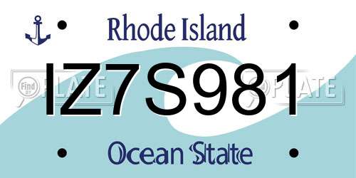 IZ7S981 Rhode Island License Plate