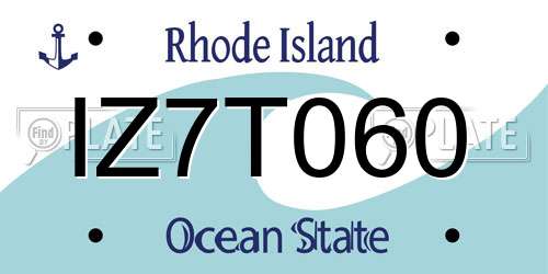 IZ7T060 Rhode Island License Plate