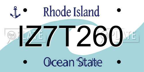 IZ7T260 Rhode Island License Plate