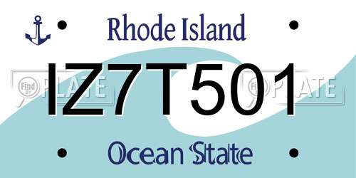 IZ7T501 Rhode Island License Plate