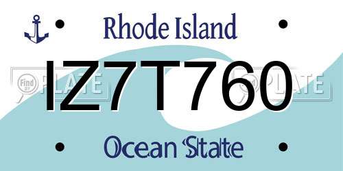 IZ7T760 Rhode Island License Plate