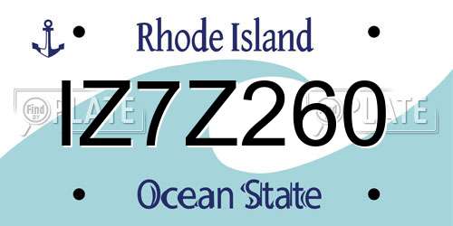 IZ7Z260 Rhode Island License Plate