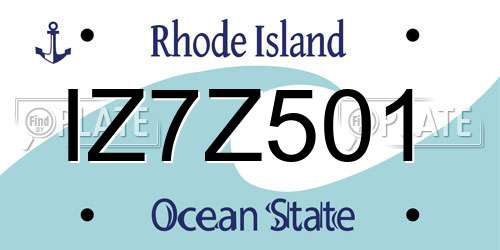 IZ7Z501 Rhode Island License Plate