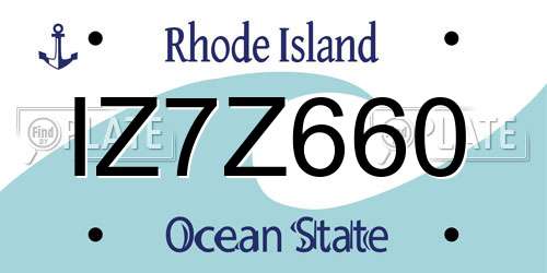 IZ7Z660 Rhode Island License Plate