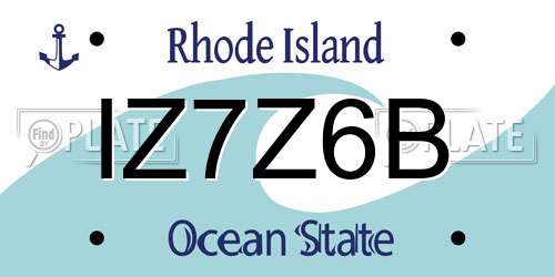 IZ7Z6B Rhode Island License Plate