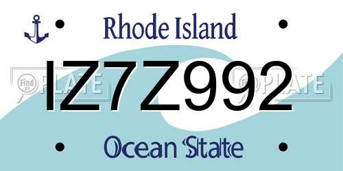 IZ7Z992 Rhode Island License Plate