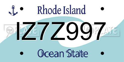 IZ7Z997 Rhode Island License Plate
