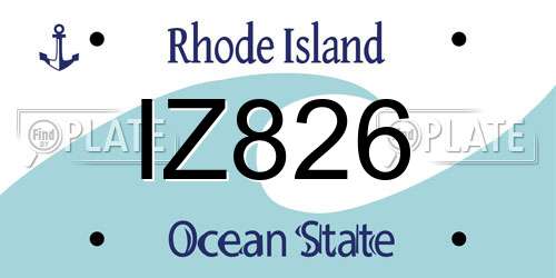 IZ826 Rhode Island License Plate