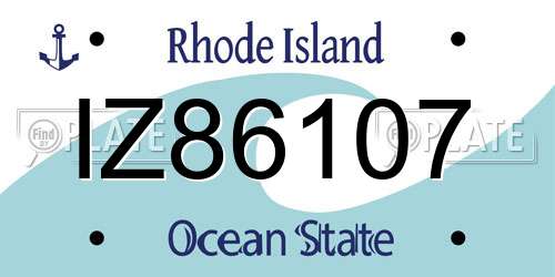 IZ86107 Rhode Island License Plate