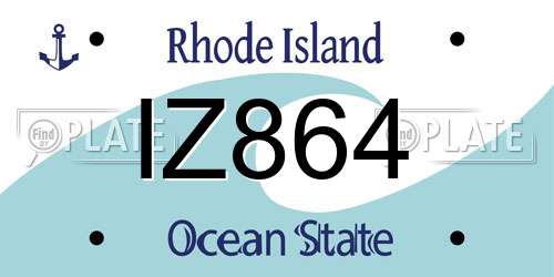 IZ864 Rhode Island License Plate