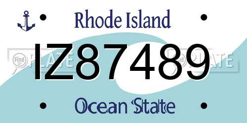 IZ87489 Rhode Island License Plate
