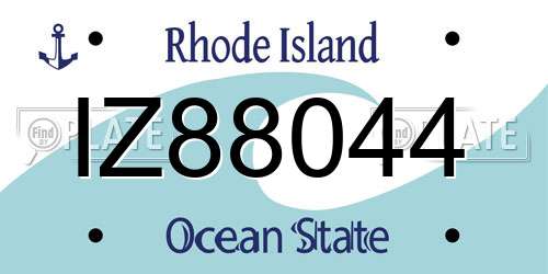 IZ88044 Rhode Island License Plate