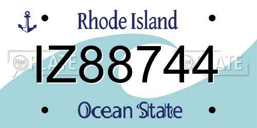 IZ88744 Rhode Island License Plate