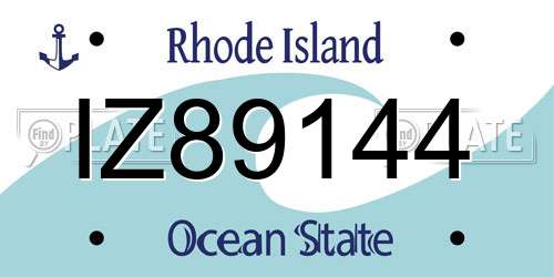 IZ89144 Rhode Island License Plate