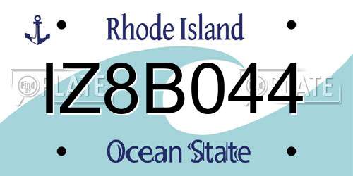 IZ8B044 Rhode Island License Plate