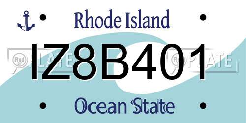 IZ8B401 Rhode Island License Plate