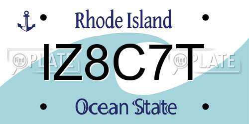 IZ8C7T Rhode Island License Plate