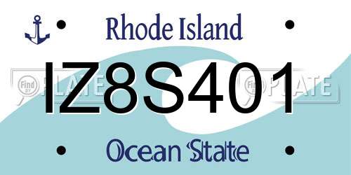 IZ8S401 Rhode Island License Plate