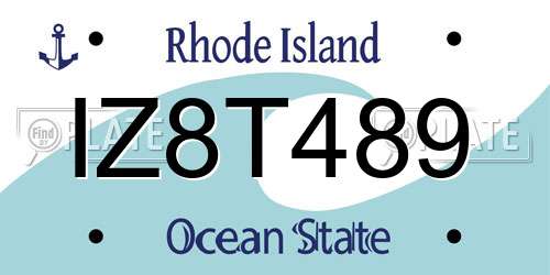 IZ8T489 Rhode Island License Plate
