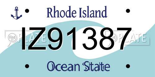 IZ91387 Rhode Island License Plate