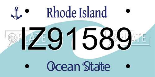 IZ91589 Rhode Island License Plate