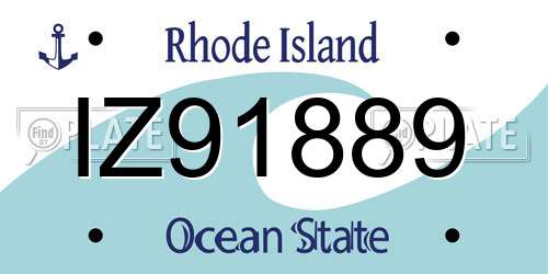 IZ91889 Rhode Island License Plate