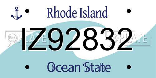 IZ92832 Rhode Island License Plate