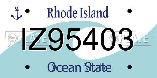 IZ95403 Rhode Island License Plate