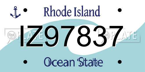 IZ97837 Rhode Island License Plate