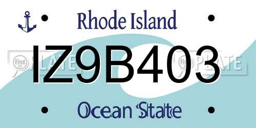 IZ9B403 Rhode Island License Plate