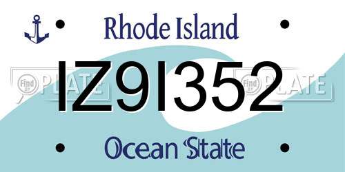 IZ9I352 Rhode Island License Plate