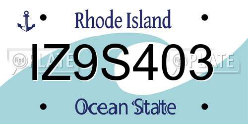IZ9S403 Rhode Island License Plate