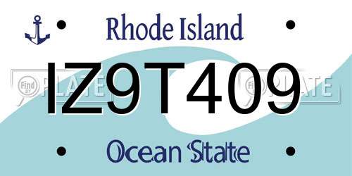 IZ9T409 Rhode Island License Plate