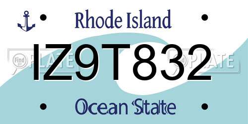 IZ9T832 Rhode Island License Plate