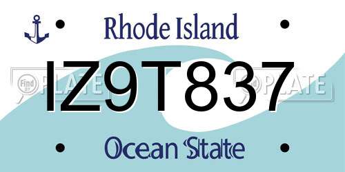 IZ9T837 Rhode Island License Plate
