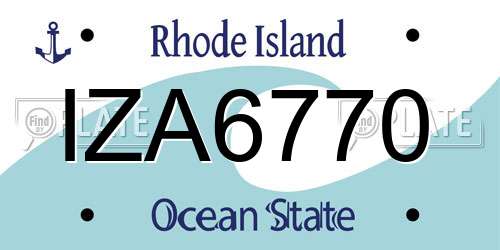 IZA6770 Rhode Island License Plate