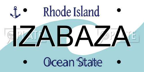 IZABAZA Rhode Island License Plate
