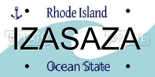 IZASAZA Rhode Island License Plate