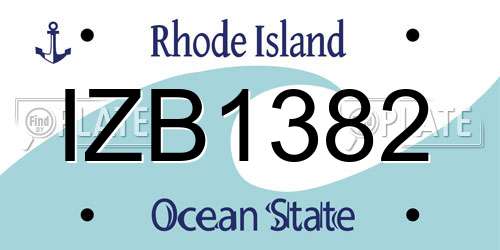 IZB1382 Rhode Island License Plate
