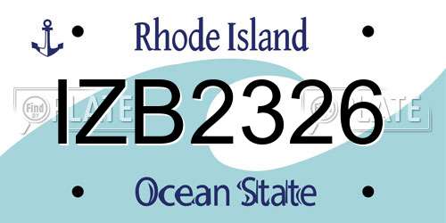 IZB2326 Rhode Island License Plate