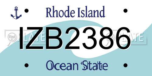 IZB2386 Rhode Island License Plate