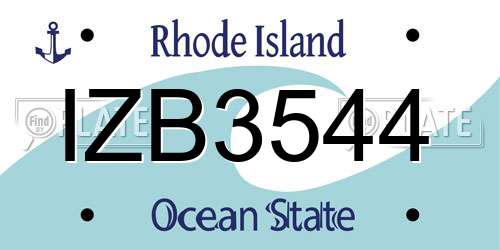 IZB3544 Rhode Island License Plate