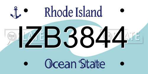 IZB3844 Rhode Island License Plate