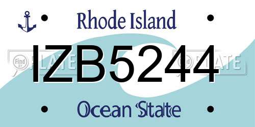IZB5244 Rhode Island License Plate
