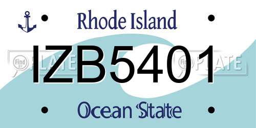 IZB5401 Rhode Island License Plate