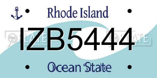 IZB5444 Rhode Island License Plate