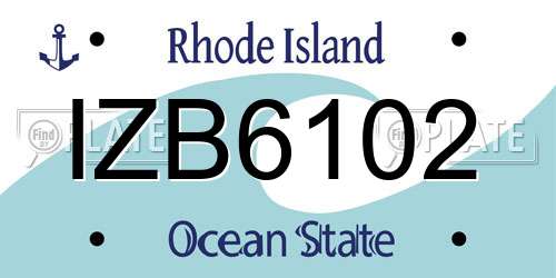 IZB6102 Rhode Island License Plate