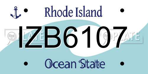 IZB6107 Rhode Island License Plate