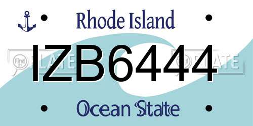 IZB6444 Rhode Island License Plate