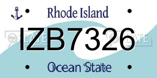IZB7326 Rhode Island License Plate